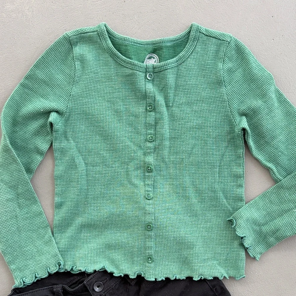 Wonder Nation Green Top and Black Members Mark Leggings Pants Girls 6X